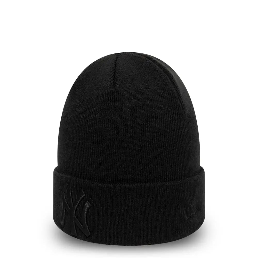 NEW ERA New York Yankees Essential All Black Cuff Beanie Hat 12122729