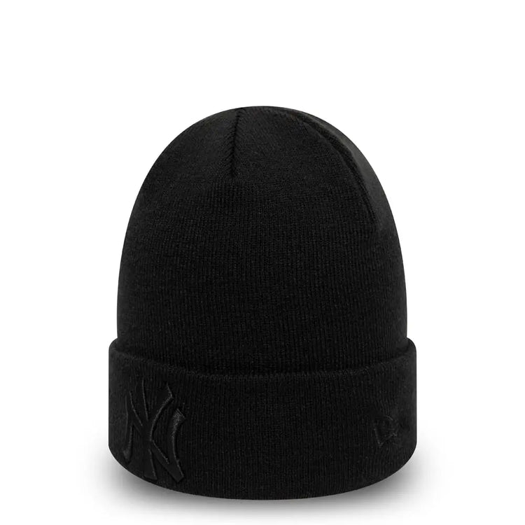 NEW ERA New York Yankees Essential All Black Cuff Beanie Hat 12122729
