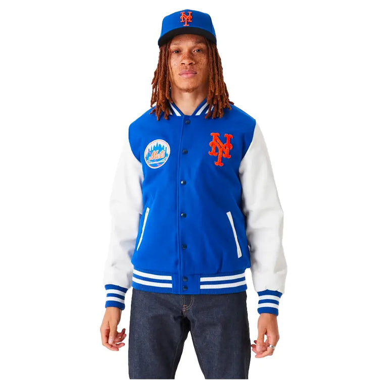 NEW ERA MLB New York Mets Wordmark Varsity Jacket Blue 60301351