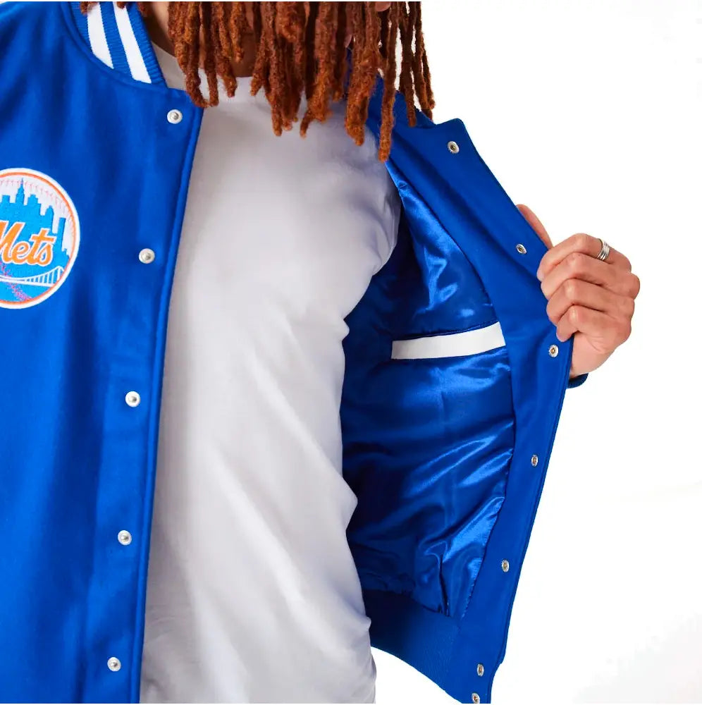 NEW ERA MLB New York Mets Wordmark Varsity Jacket Blue 60301351