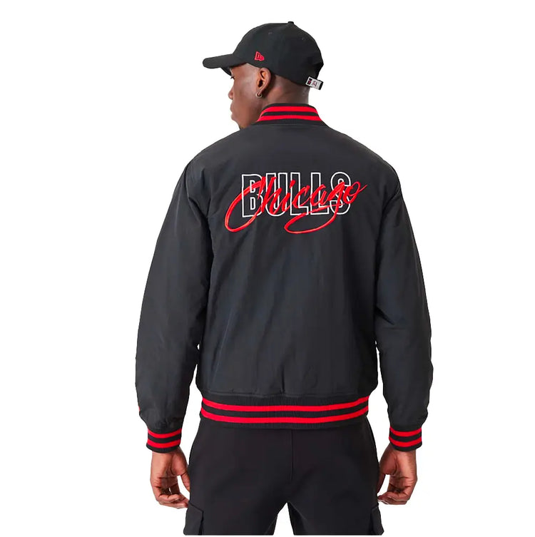 NEW ERA Chicago Bulls Nba Script Black Bomber Jacket 60332203