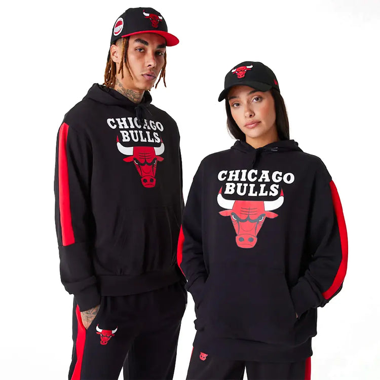 NEW ERA Chicago Bulls Nba Colour Block Black Pullover Hoodie 60416368