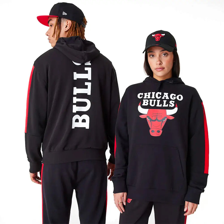 NEW ERA Chicago Bulls Nba Colour Block Black Pullover Hoodie 60416368