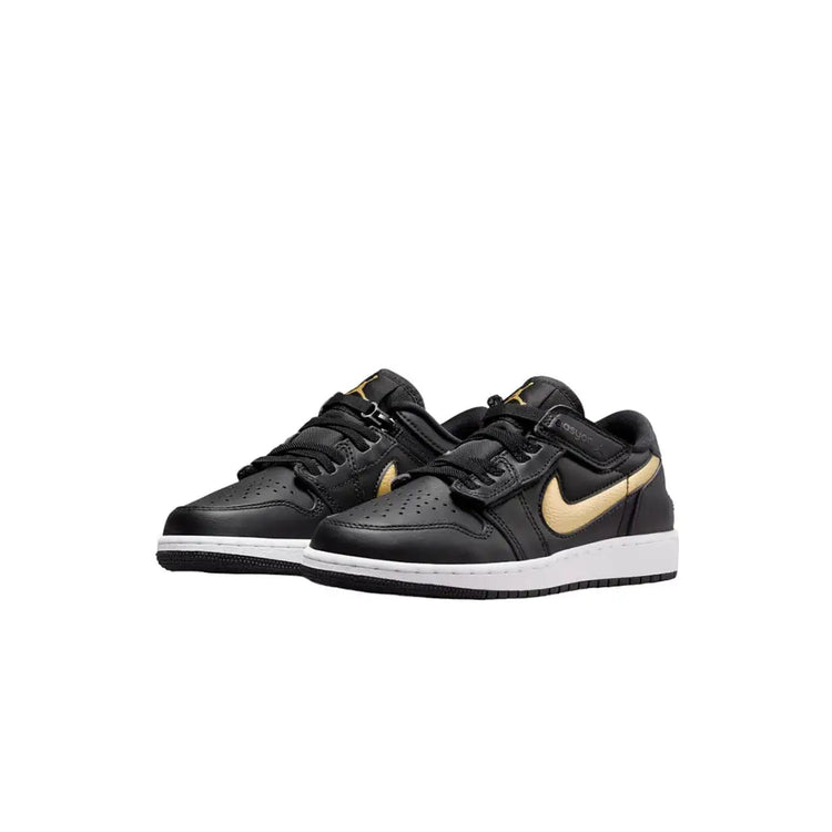 NIKE Air Jordan 1 Low Flyease Black Metallic Gold (Gs) DN4639-071