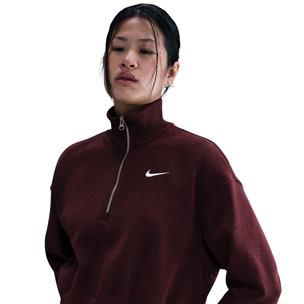 NIKE Sportswear Phoenix Fleece 1/4-Zip Cropped Sweatshirt Red DQ5767-652