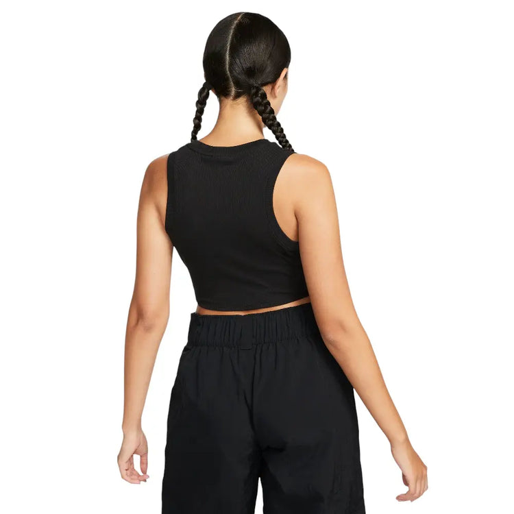 NIKE Sportswear Essential Rib Crop Tank Top Black FB8279-010