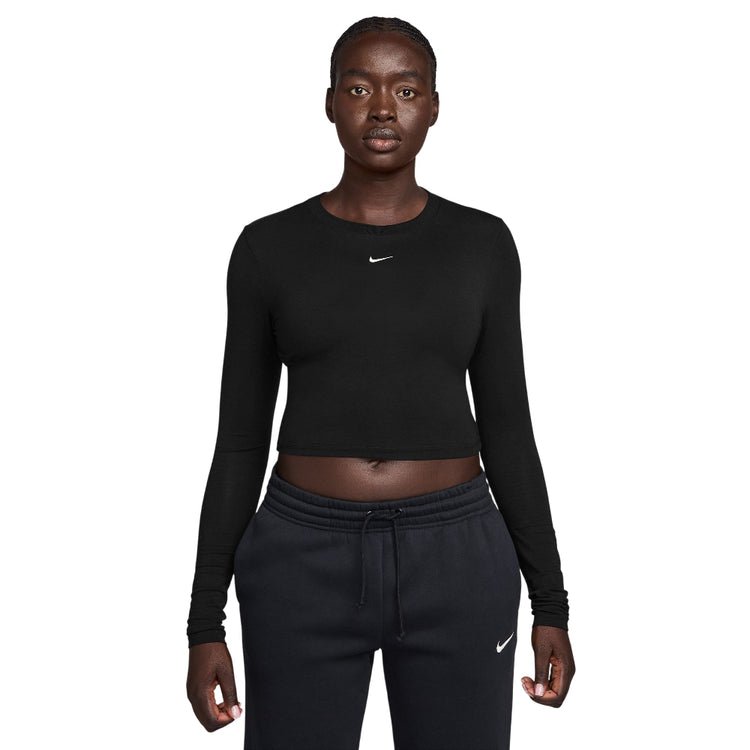 NIKE Sportswear Chill Knit Slim Long-Sleeve Cropped Top Black HF5322-013