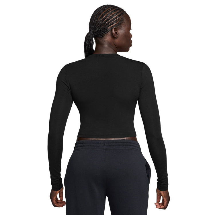 NIKE Sportswear Chill Knit Slim Long-Sleeve Cropped Top Black HF5322-013