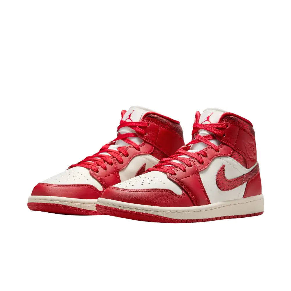 JORDAN Air Jordan 1 Mid Red Cracked Leather HJ9337-106