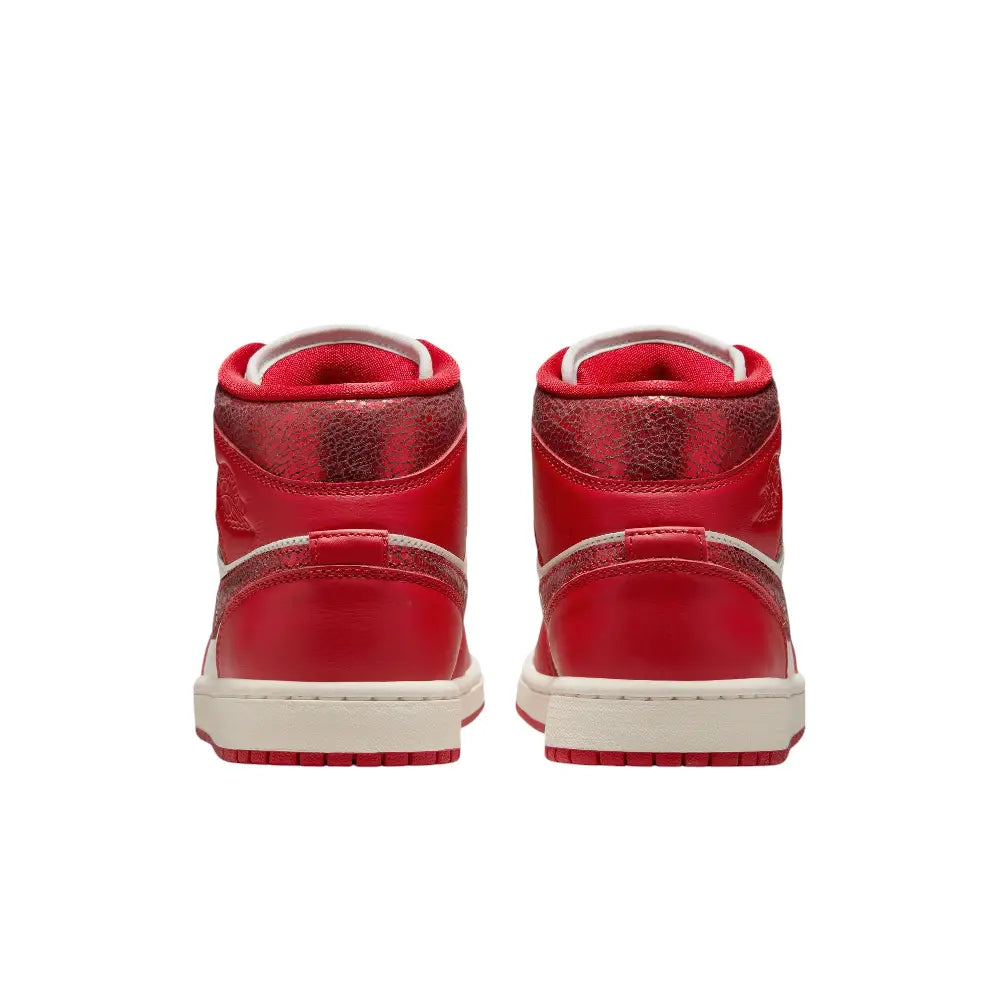 JORDAN Air Jordan 1 Mid Red Cracked Leather HJ9337-106