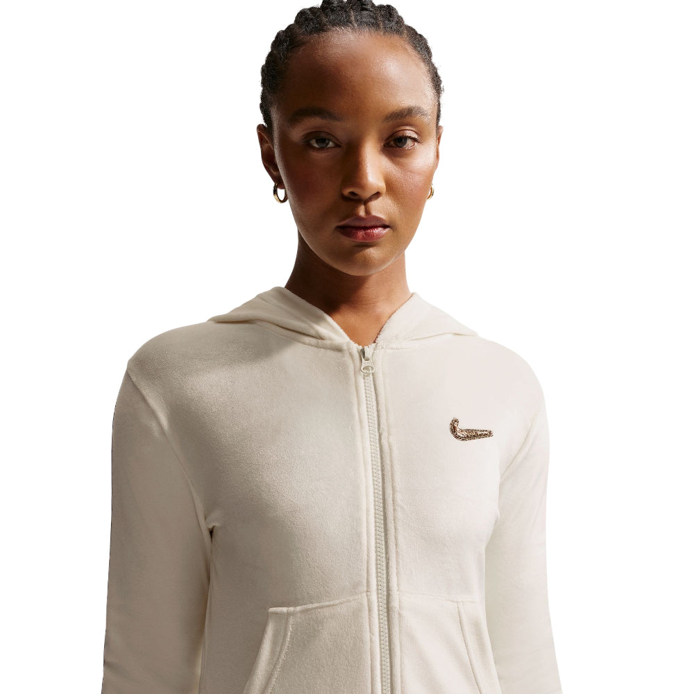 Sportswear Trend Velour Full-Zip Hoodie White - Urban Jungle