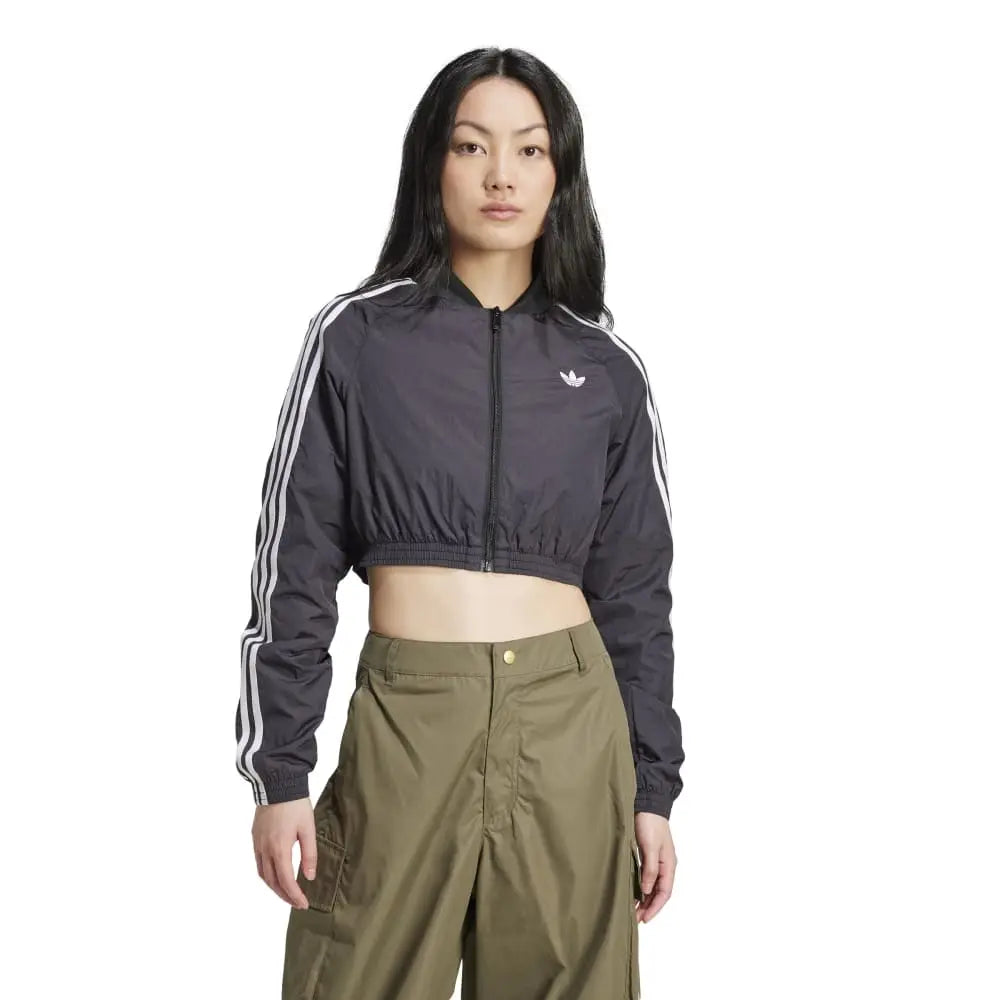Cropped Track Jacket - Black