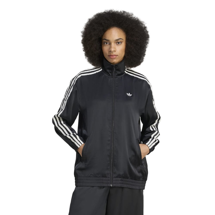 ADIDAS Originals Ruffle 3-Stripes Satin Firebird Track Jacket Black KC8810