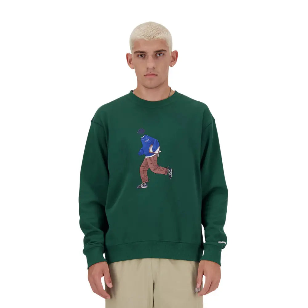 NEW BALANCE Athletics Sport Style Relaxed Crew Sweat Nightwatch Green MT41538NWG