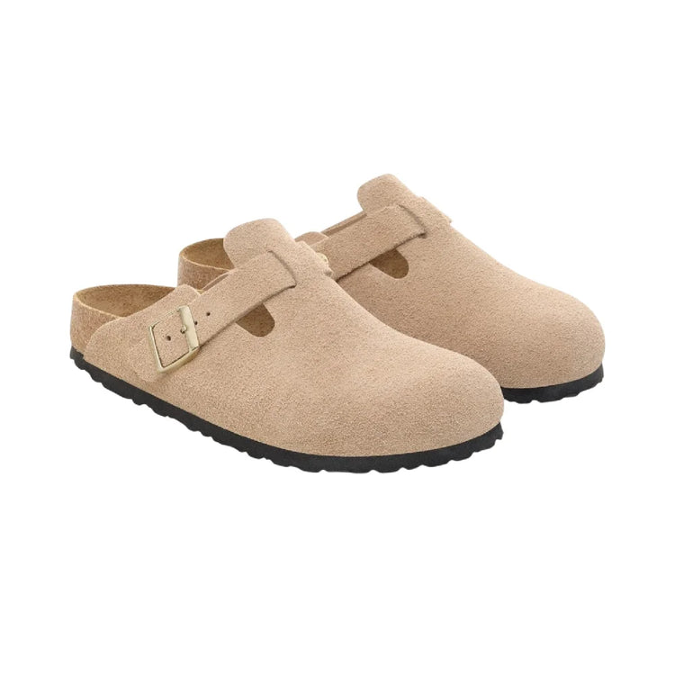 BIRKENSTOCK Boston Suede Leather Sandals Beige 1030883