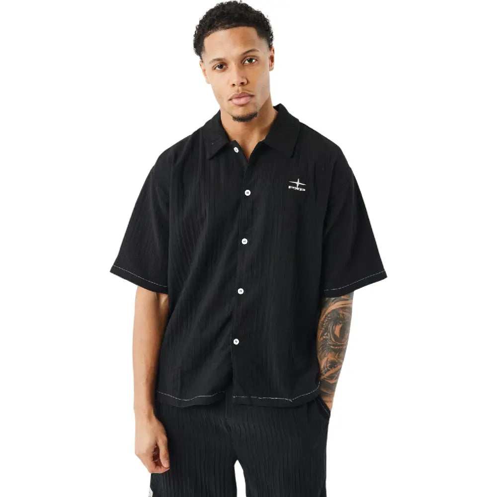 PXP - PROJECT X PARIS Pleated Casual Shirt Black 2510161-BK
