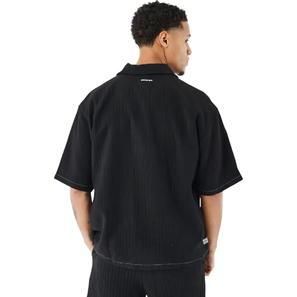 PXP - PROJECT X PARIS Pleated Casual Shirt Black 2510161-BK
