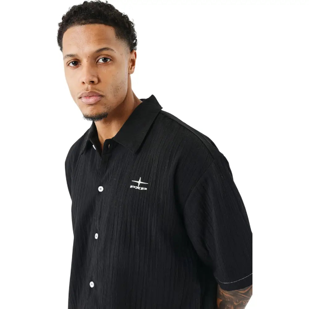 PXP - PROJECT X PARIS Pleated Casual Shirt Black 2510161-BK