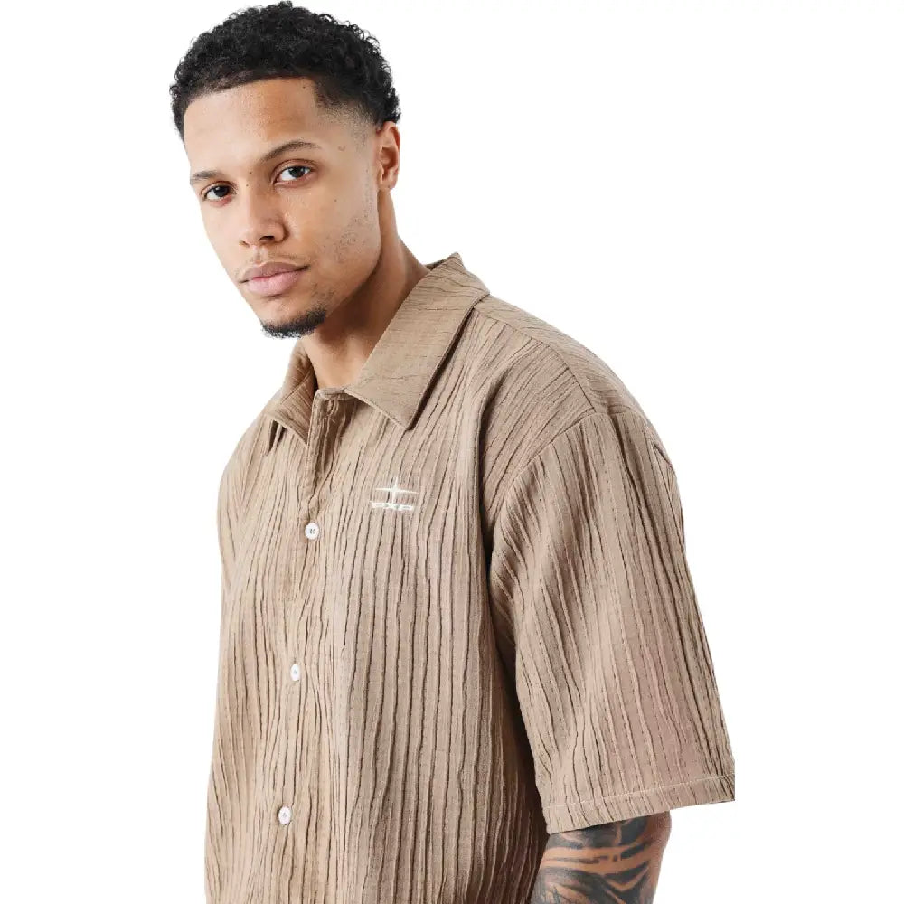 PXP - PROJECT X PARIS Pleated Casual Shirt Beige 2510161-TP