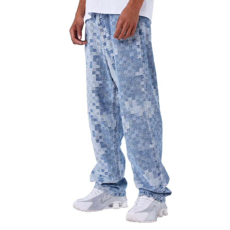 PXP - PROJECT X PARIS Pixelated Checkered Jeans Blue 2594028-LB