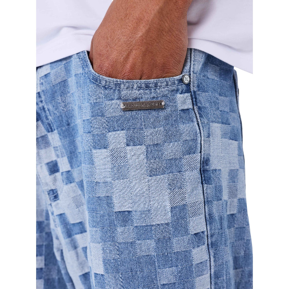PXP - PROJECT X PARIS Pixelated Checkered Jeans Blue 2594028-LB