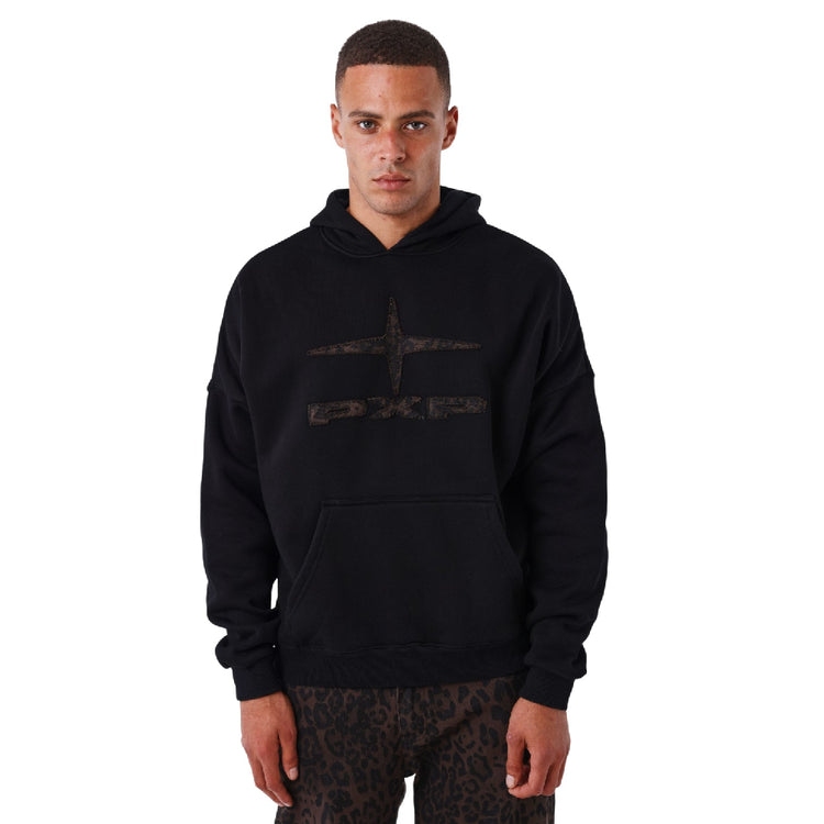 PXP - PROJECT X PARIS Leopard Print Hoodie Black 2622102-BK