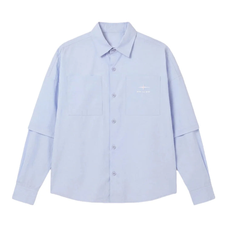 PXP - PROJECT X PARIS Classy Double Sleeve Shirt Light Blue 2633311-MY