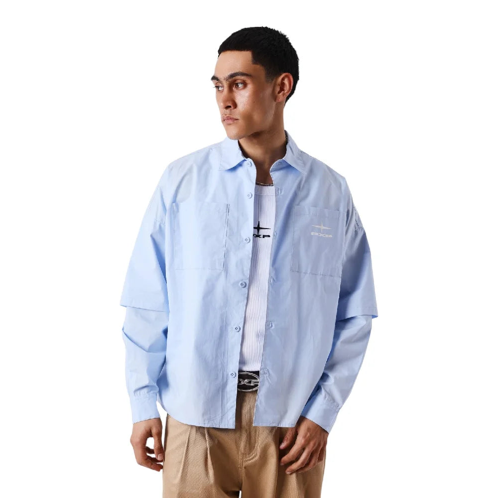 PXP - PROJECT X PARIS Classy Double Sleeve Shirt Light Blue 2633311-MY