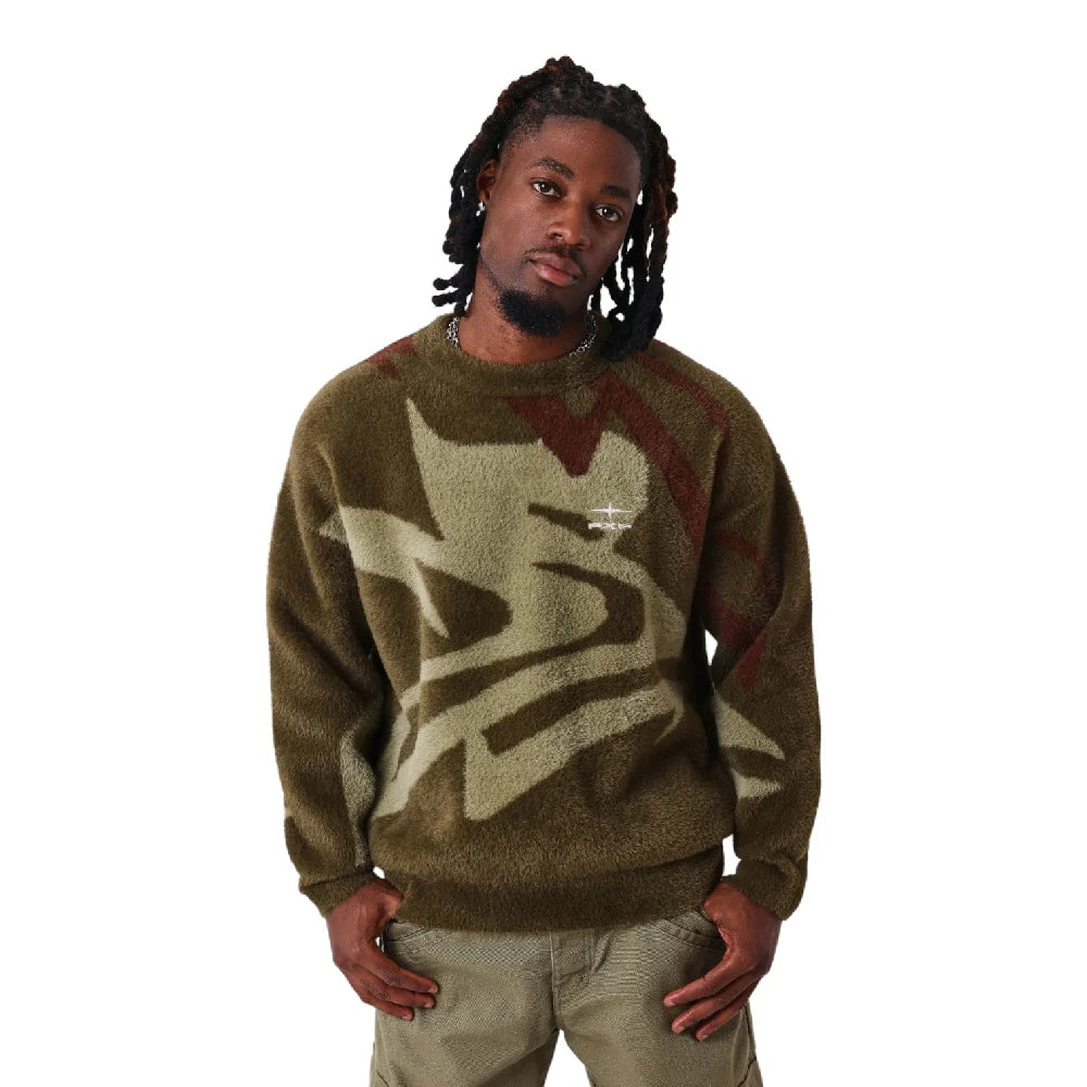 PXP - PROJECT X PARIS Round Neck Mohair Animal Sweater 2661010-OG