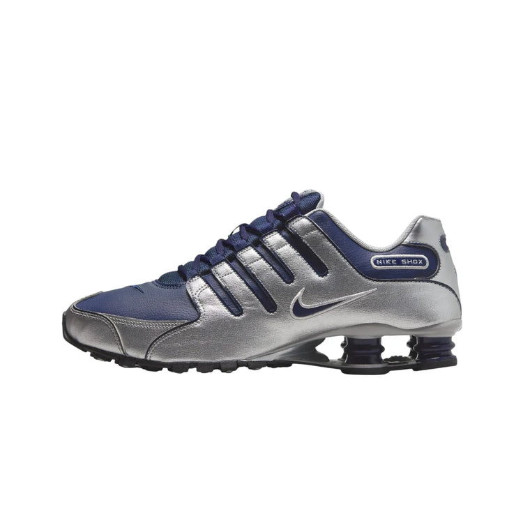NIKE Shox Nz Metallic Silver Midnight Navy Sneakers 378341-402