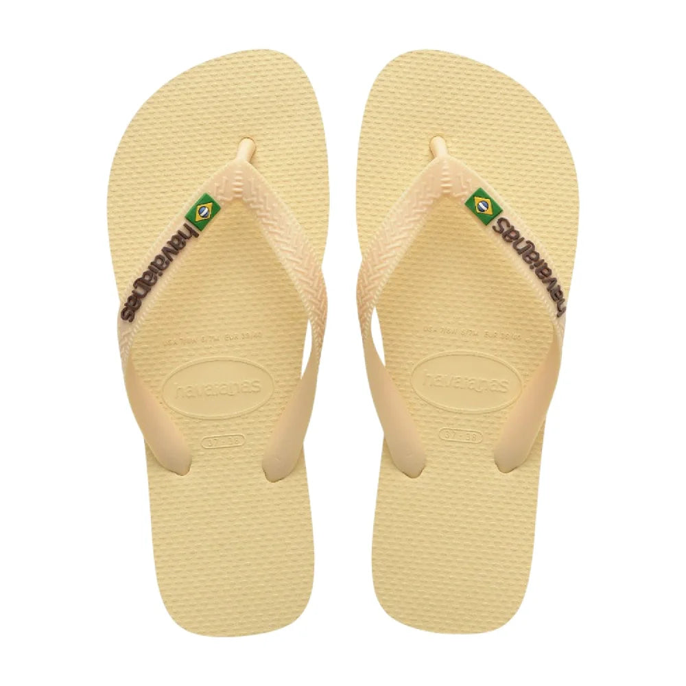 HAVAIANAS Brasil Logo Flip Flops Beige 4110850-9256