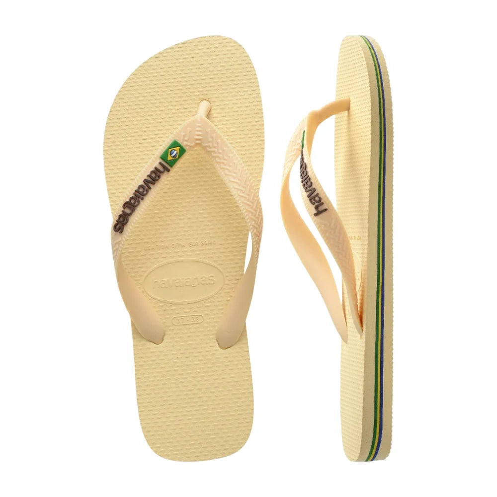 HAVAIANAS Brasil Logo Flip Flops Beige 4110850-9256