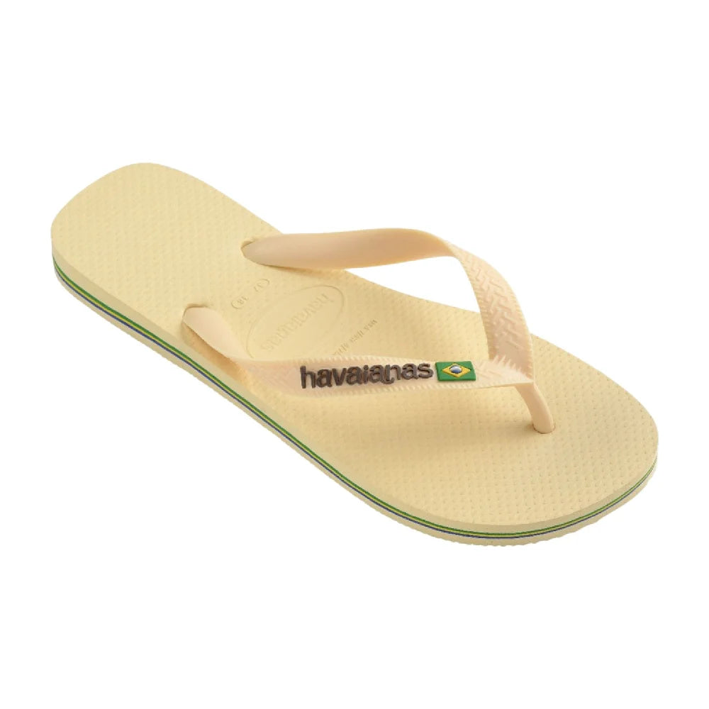 HAVAIANAS Brasil Logo Flip Flops Beige 4110850-9256