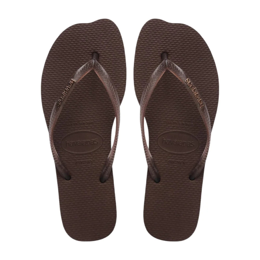 HAVAIANAS Slim Split Flip Flops Brown 4150398-0727