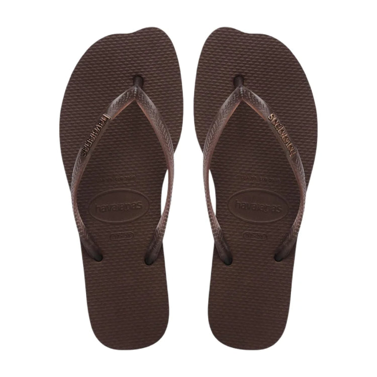 HAVAIANAS Slim Split Flip Flops Brown 4150398-0727
