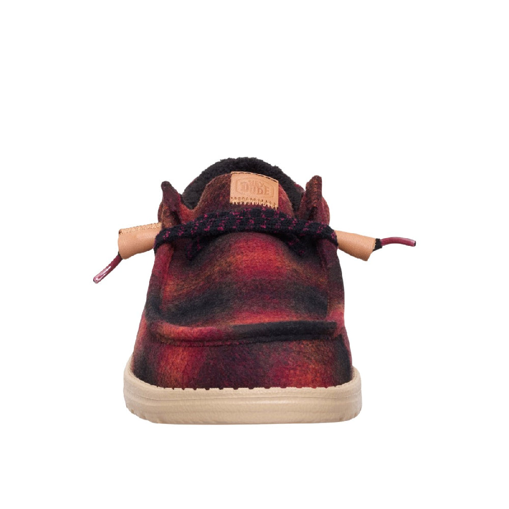 HEY DUDE Wally Cozy Plaid Shoes Red Black 44341-6RQ