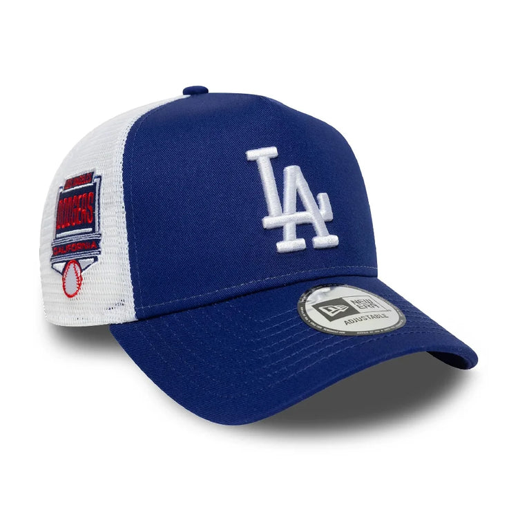 NEW ERA LA Dodgers MLB Side Patch Dark Blue 9FORTY A-Frame Trucker Adjustable Cap 60667443