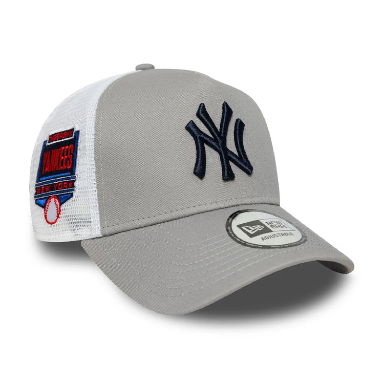 NEW ERA New York Yankees MLB Side Patch Grey 9FORTY A-Frame Trucker Adjustable Cap 60667444