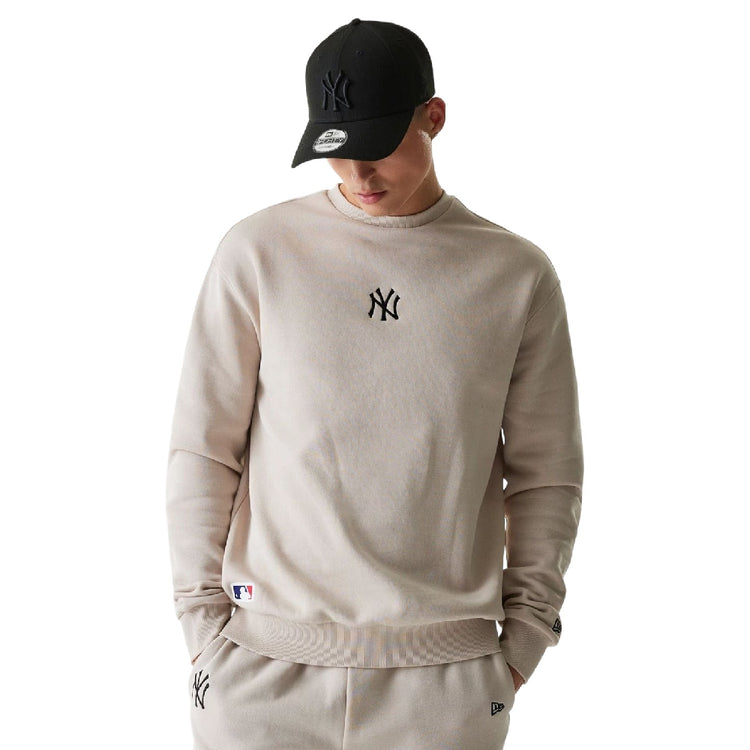 NEW ERA New York Yankees MLB League Essential Midi Cream Oversized Crew Neck Sweater 60675773