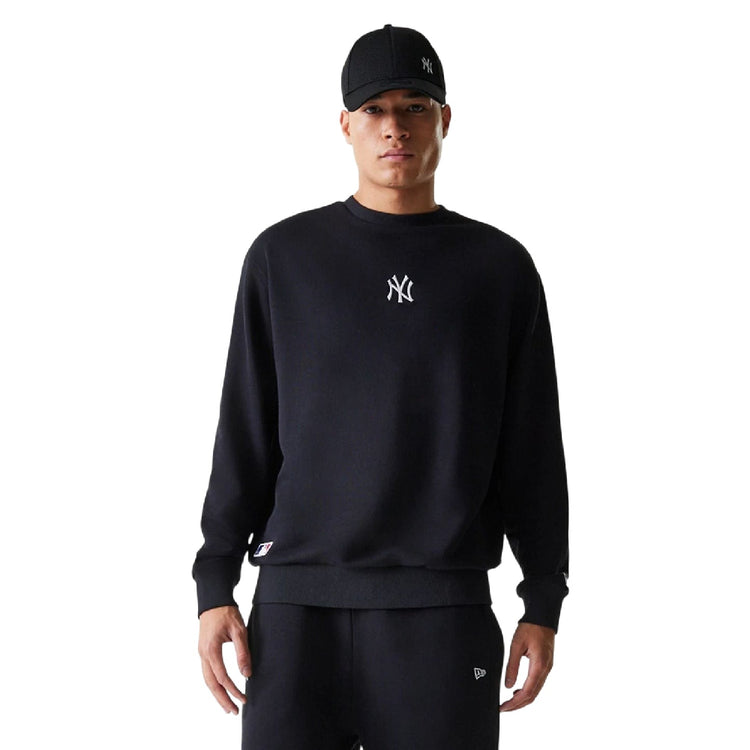 NEW ERA New York Yankees MLB League Essential Midi Black Oversized Crew Neck Sweater 60675776
