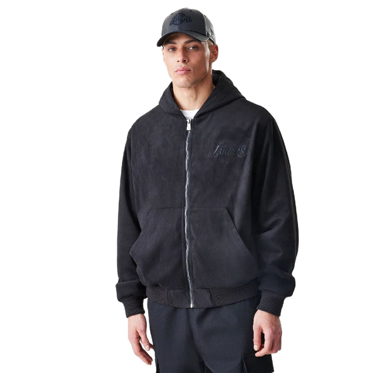 NEW ERA LA Lakers NBA Suede Black Hooded Jacket 60758740
