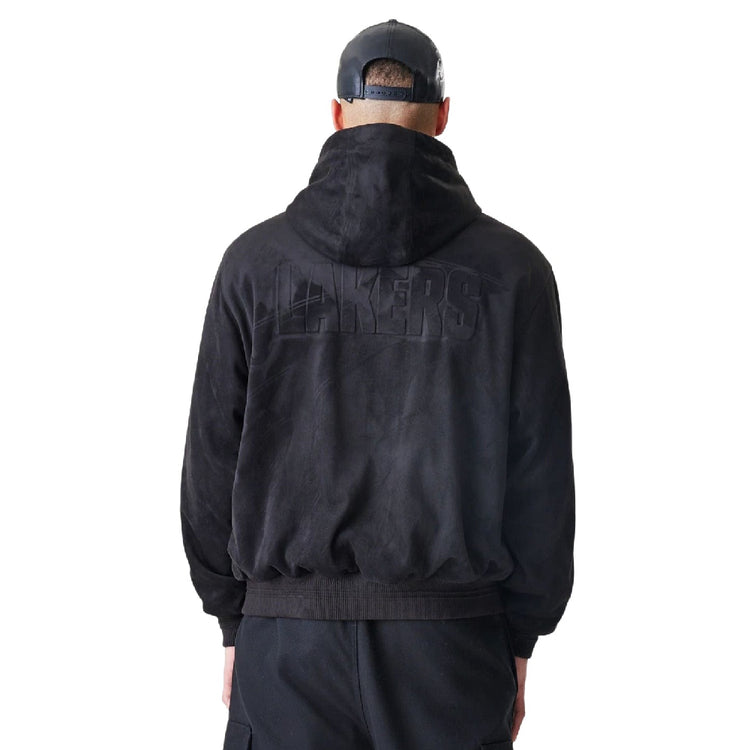 NEW ERA LA Lakers NBA Suede Black Hooded Jacket 60758740