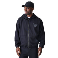 NEW ERA Chicago Bulls NBA Linear Black Oversized Full Zip Hoodie 60758752