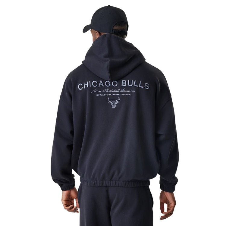 NEW ERA Chicago Bulls NBA Linear Black Oversized Full Zip Hoodie 60758752