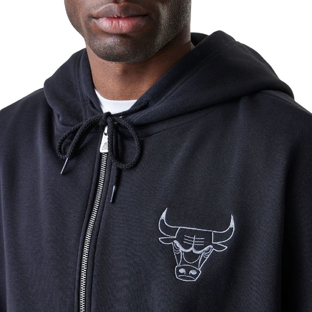 NEW ERA Chicago Bulls NBA Linear Black Oversized Full Zip Hoodie 60758752