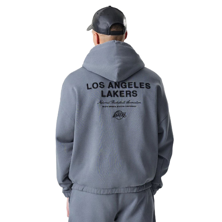 NEW ERA LA Lakers NBA Linear Dark Grey Oversized Full Zip Hoodie 60758754