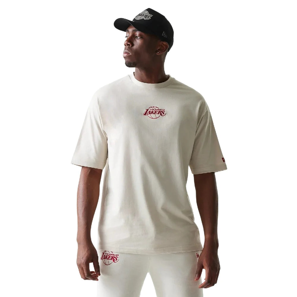 NEW ERA LA Lakers NBA League Essential Cream Oversized T-Shirt 60771516