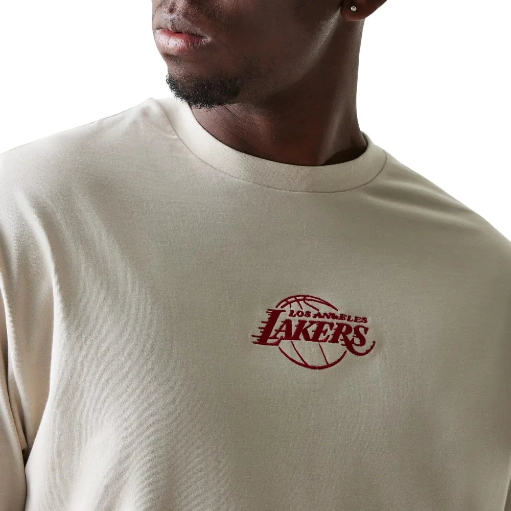 NEW ERA LA Lakers NBA League Essential Cream Oversized T-Shirt 60771516