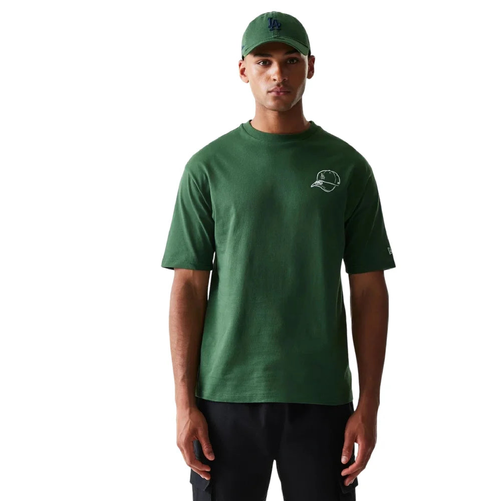 NEW ERA LA Dodgers MLB Baseball Graphic Dark Green Oversized T-Shirt 60771578