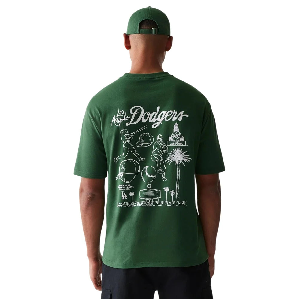 NEW ERA LA Dodgers MLB Baseball Graphic Dark Green Oversized T-Shirt 60771578